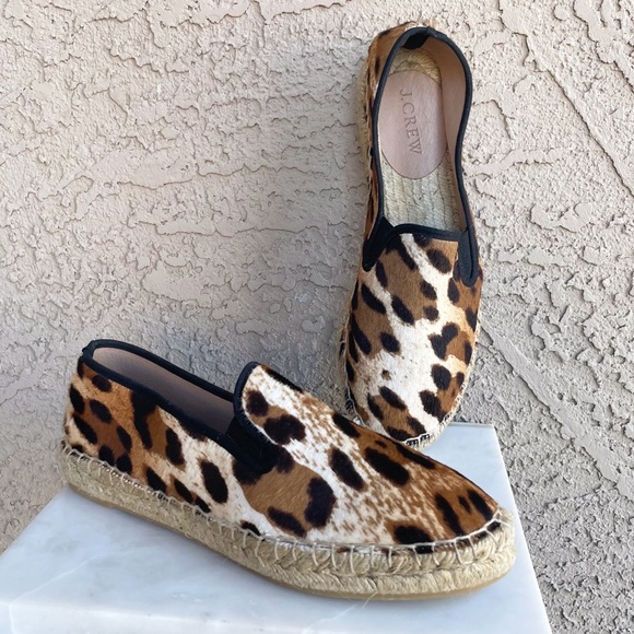 J. CREW NWOT Tan & Brown Leopard Calf Hair Espadrilles Sneaker Flats Sz 7 - Picture 7 of 11